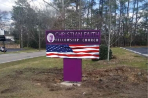 Church LED sign with pedestal